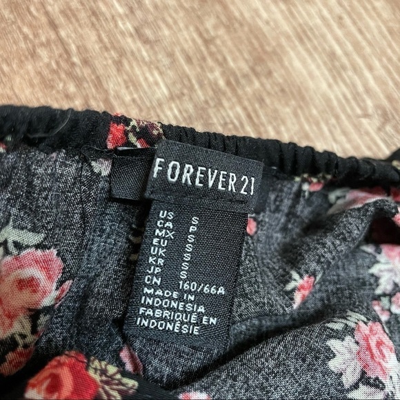 Forever 21 Rose Printed Black Jumpsuit - Picture 3 of 4